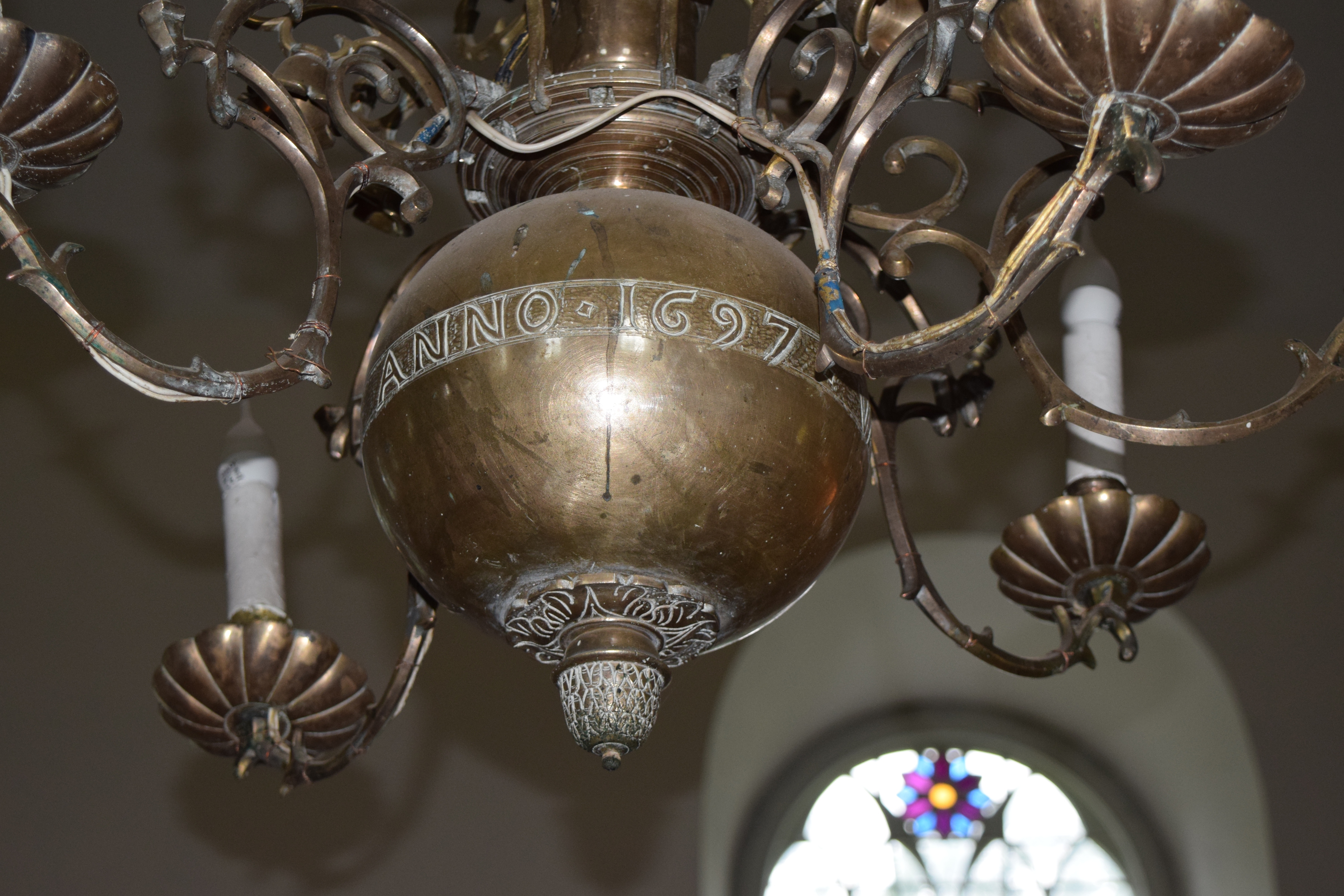 Chandelier, 1697, Sāti Evangelical Lutheran Church. Photo by Alantė Valtaitė-Gagač, 2021