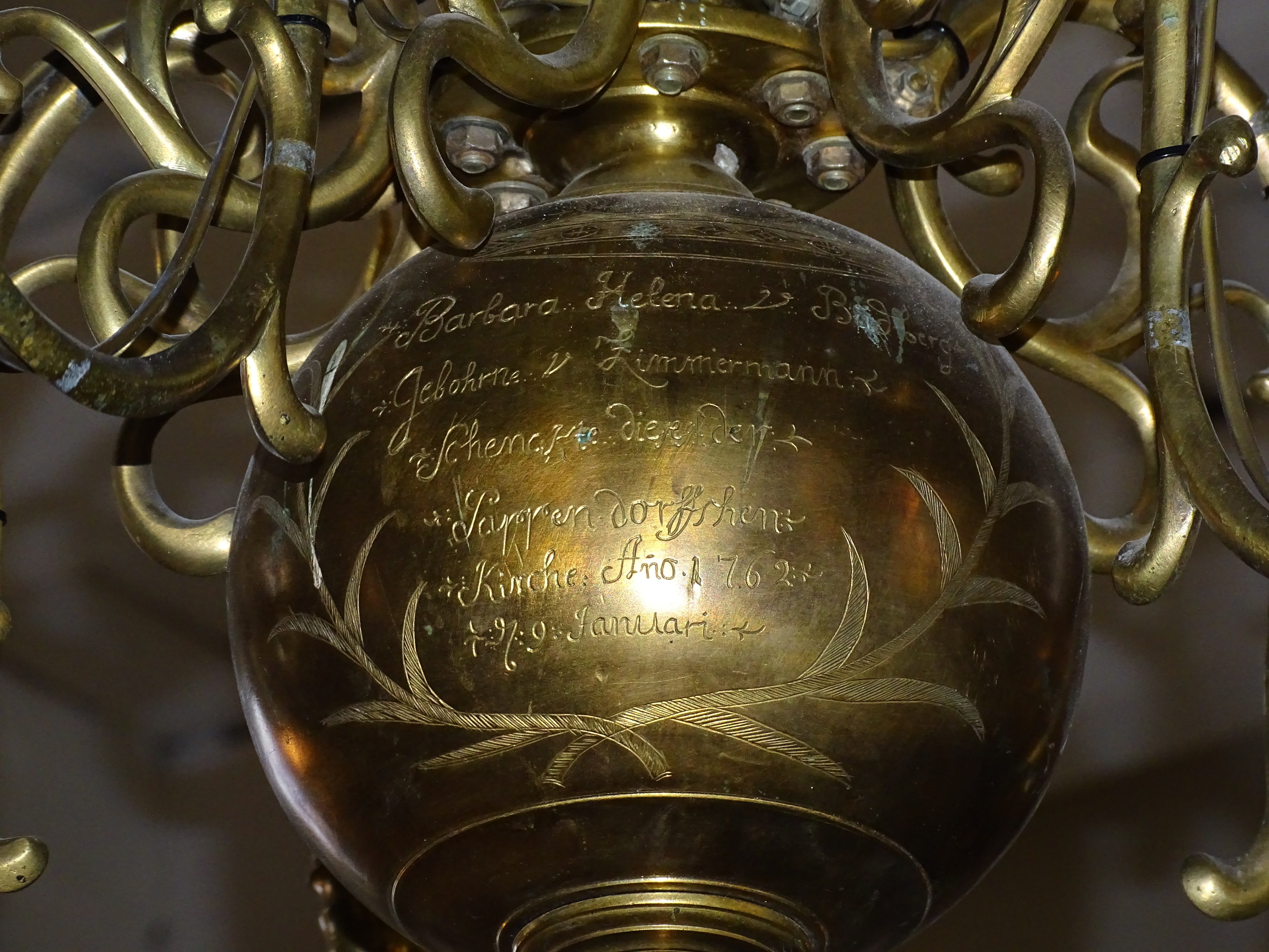 A fragment of the chandelier, 1762, Rubenes Evangelical Lutheran Church. Photo by Alantė Valtaitė-Gagač , 2021