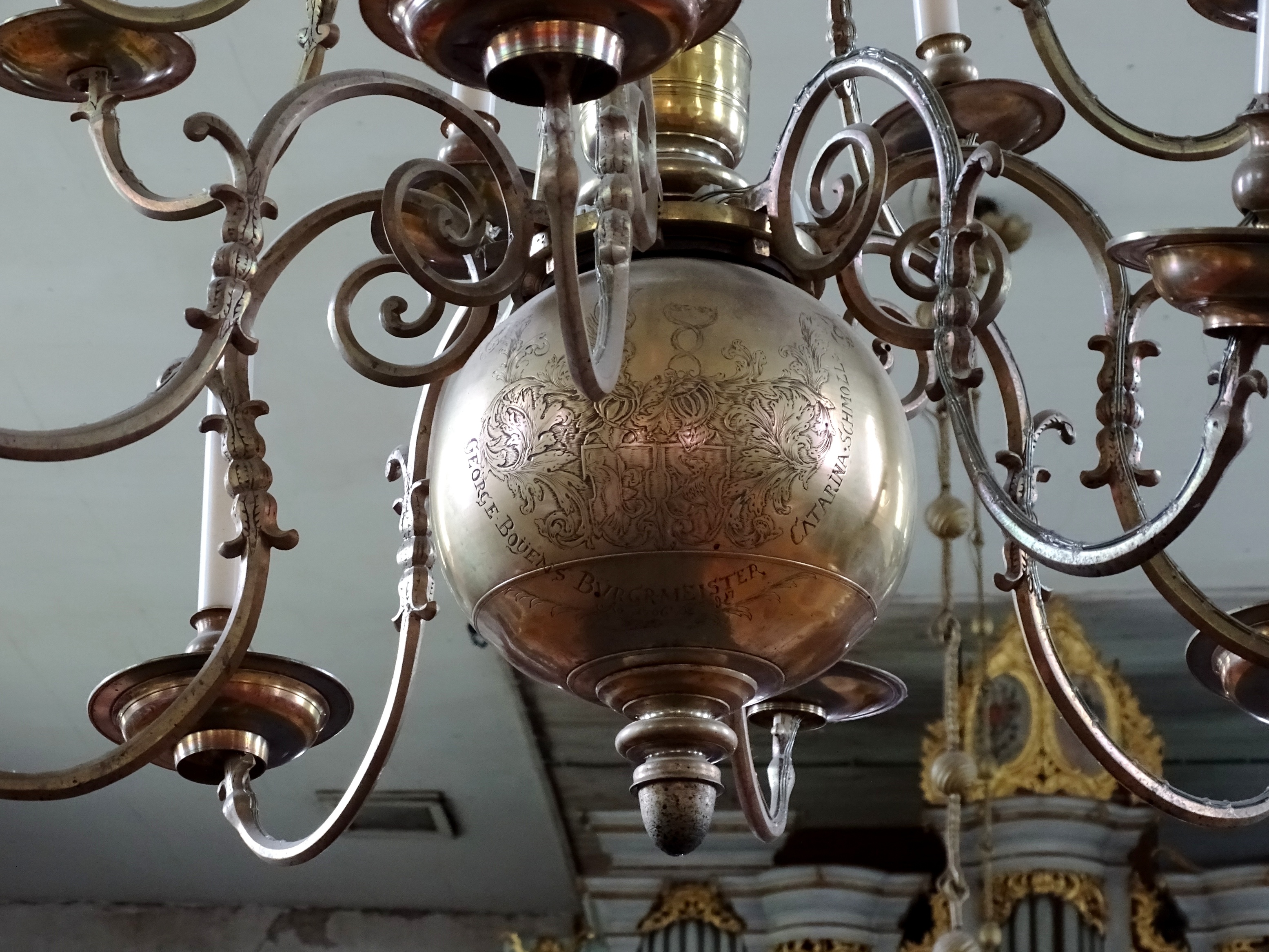 Fragment of the chandelier, 1706, Bauska Holy Spirit Evangelical Lutheran Church. Photo by Alantė Valtaitė-Gagač, 2022