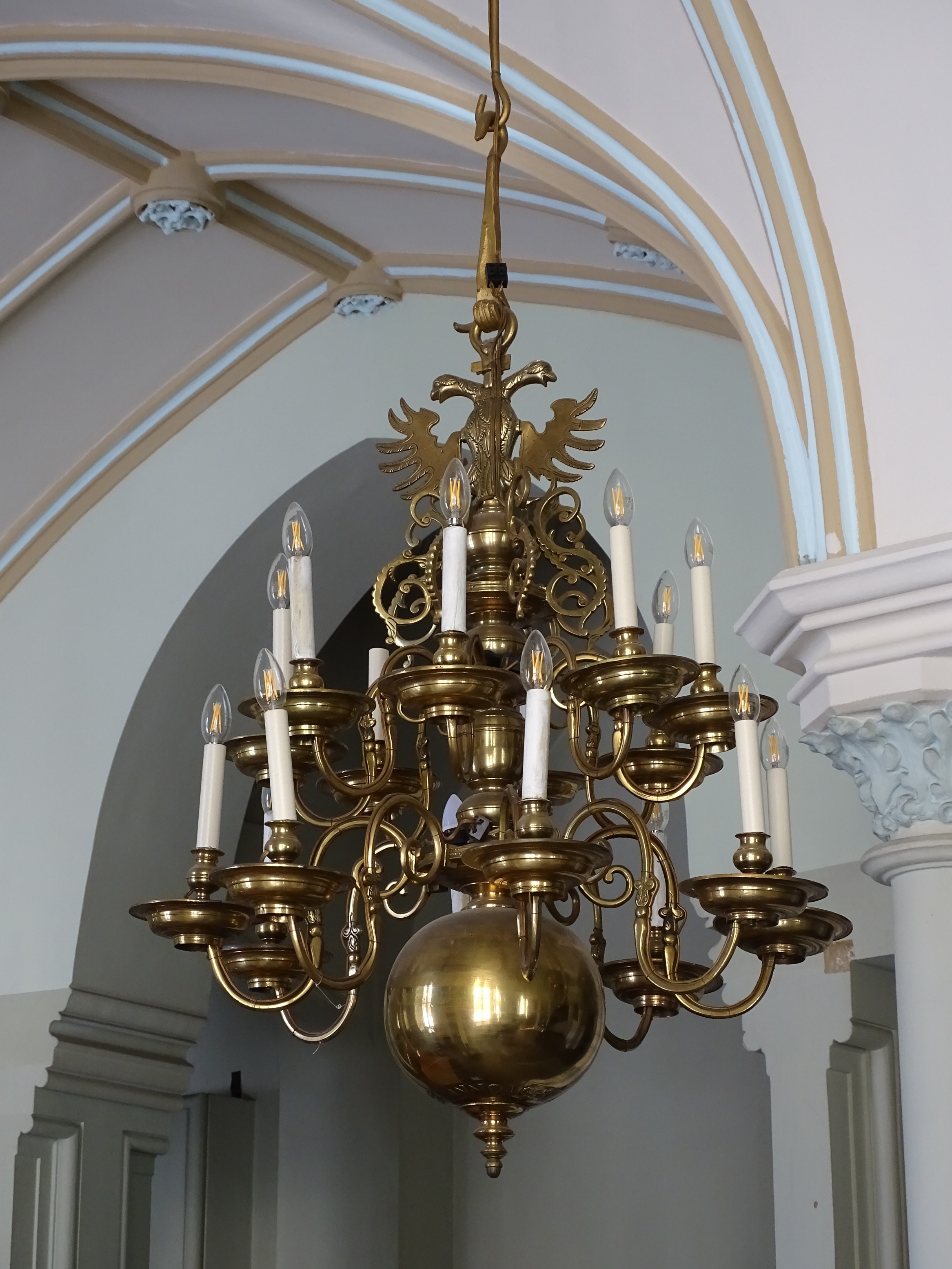 Chandelier, 1649, Riga's Great Guild building. Photo by Alante Valtaite-Gagac, 2022