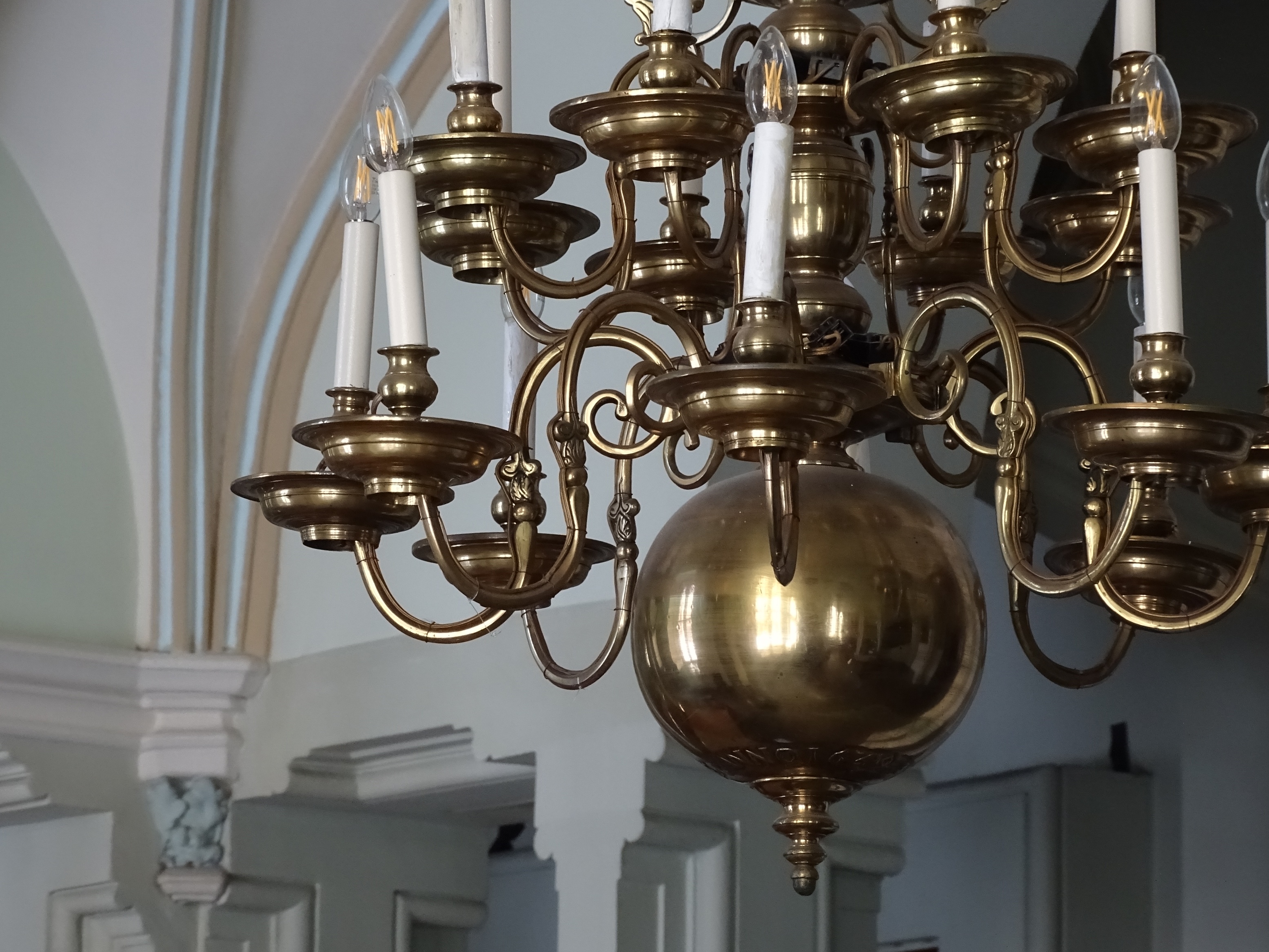 Fragment of the chandelier, 1649, Riga's Great Guild building. Photo by Alante Valtaite-Gagac, 2022