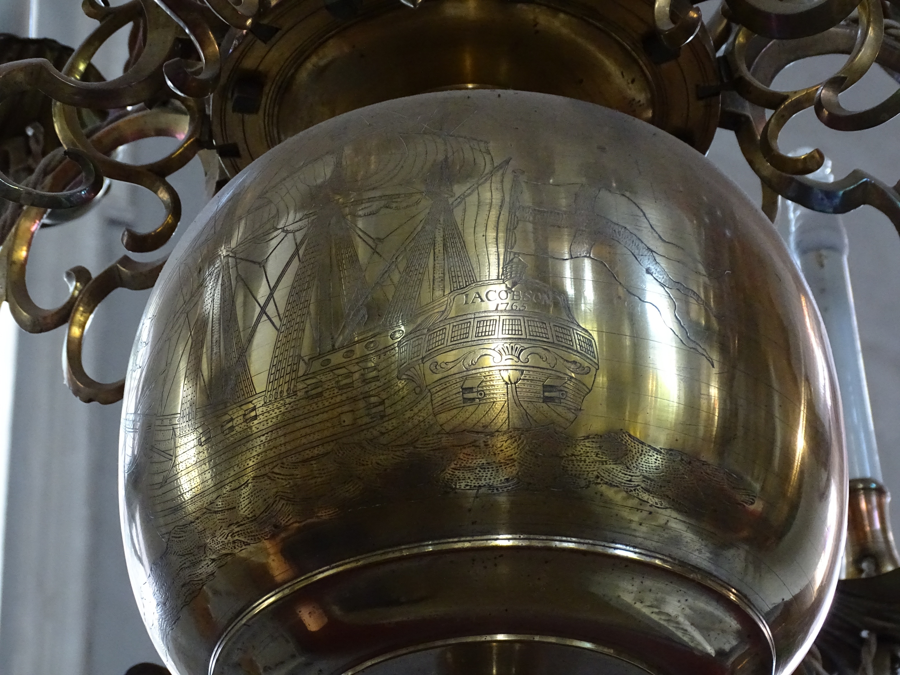 Fragment of the chandelier, 1770, Liepāja Holy Trinity Evangelical Lutheran Cathedral. Photo by Alantė Valtaitė-Gagač, 2021