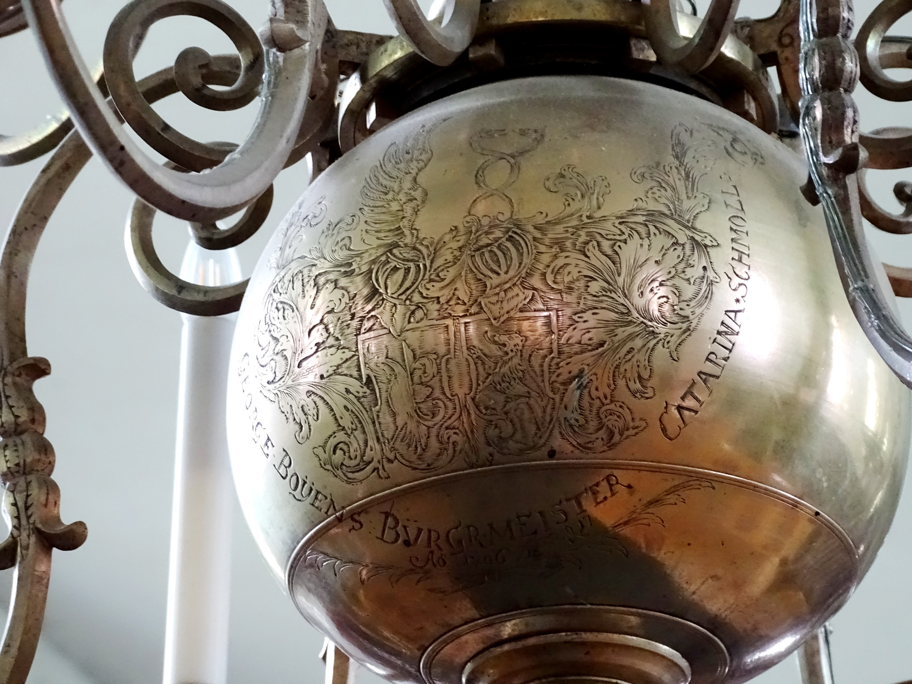 Fragment of the chandelier, 1706, Bauska Holy Spirit Evangelical Lutheran Church. Photo by Alantė Valtaitė-Gagač, 2022