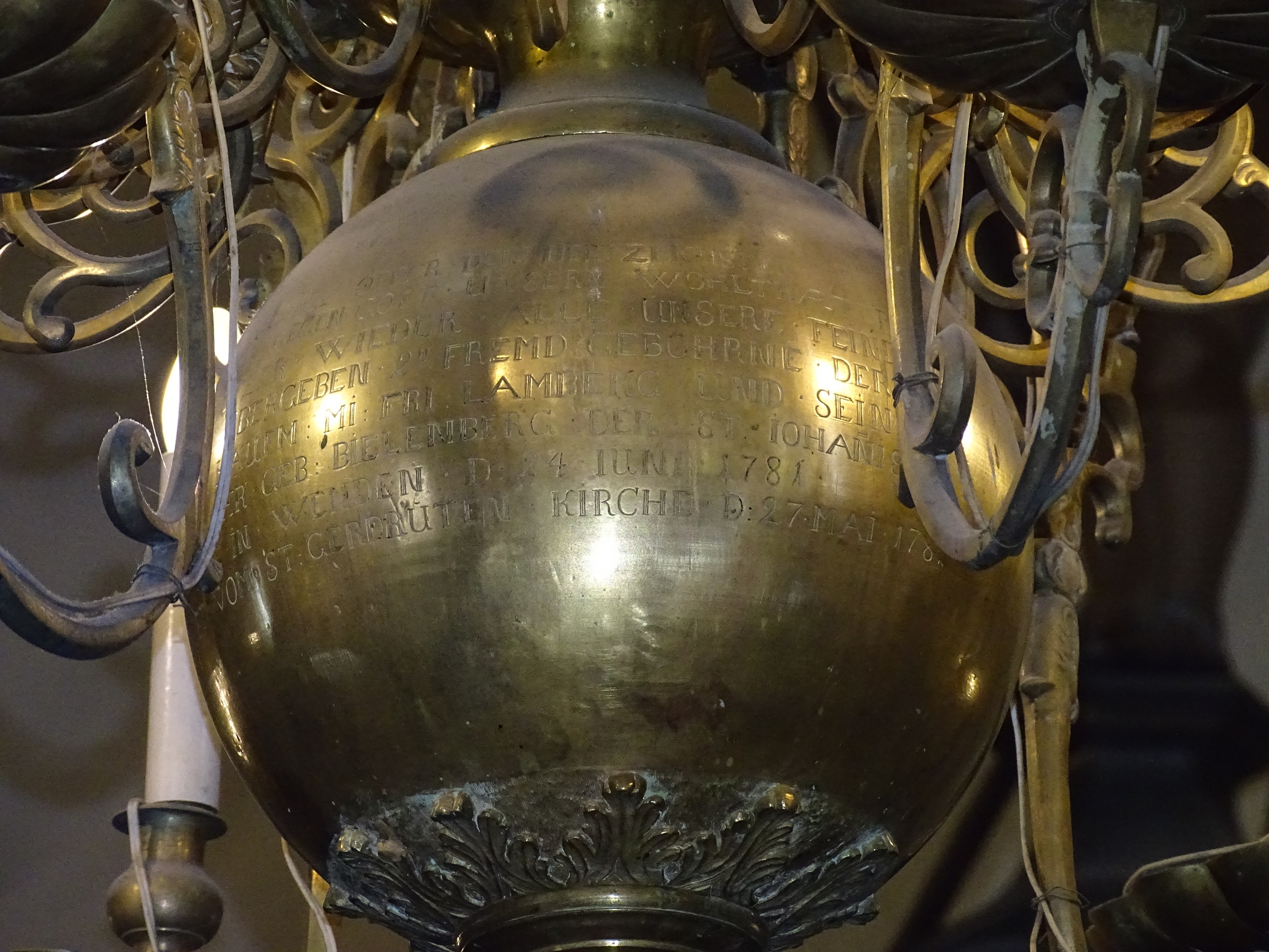 Fragment of the chandelier, 1744, Cesis St. John's Evangelical Lutheran Church. Photo by Alantė Valtaitė-Gagač, 2021