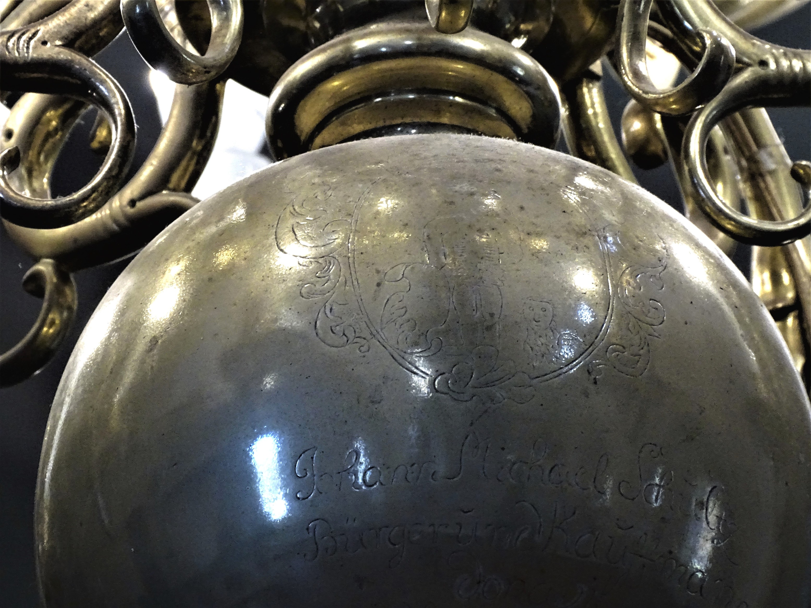 Fragment of the chandelier, 1767, Valmiera St. Simon's Evangelical Lutheran Church. Photo by Alantė Valtaitė-Gagač, 2021